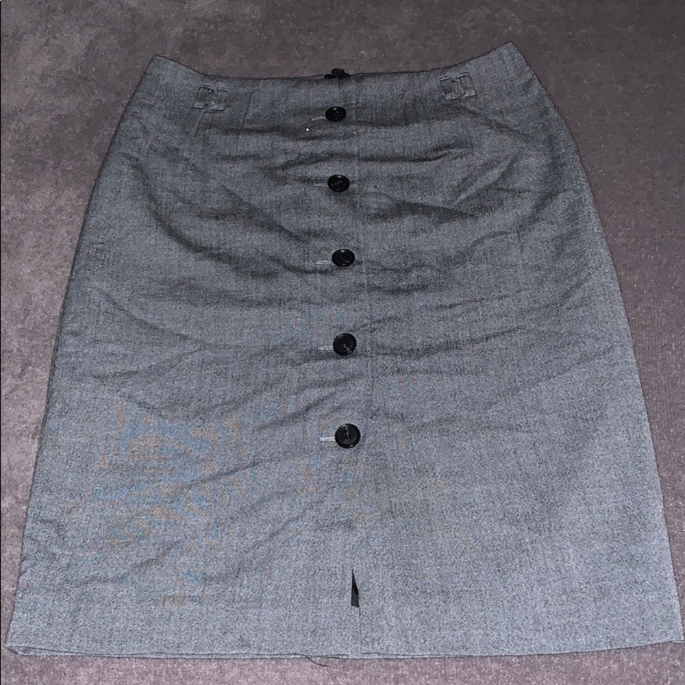 Grey with vertical button line Business Skirt